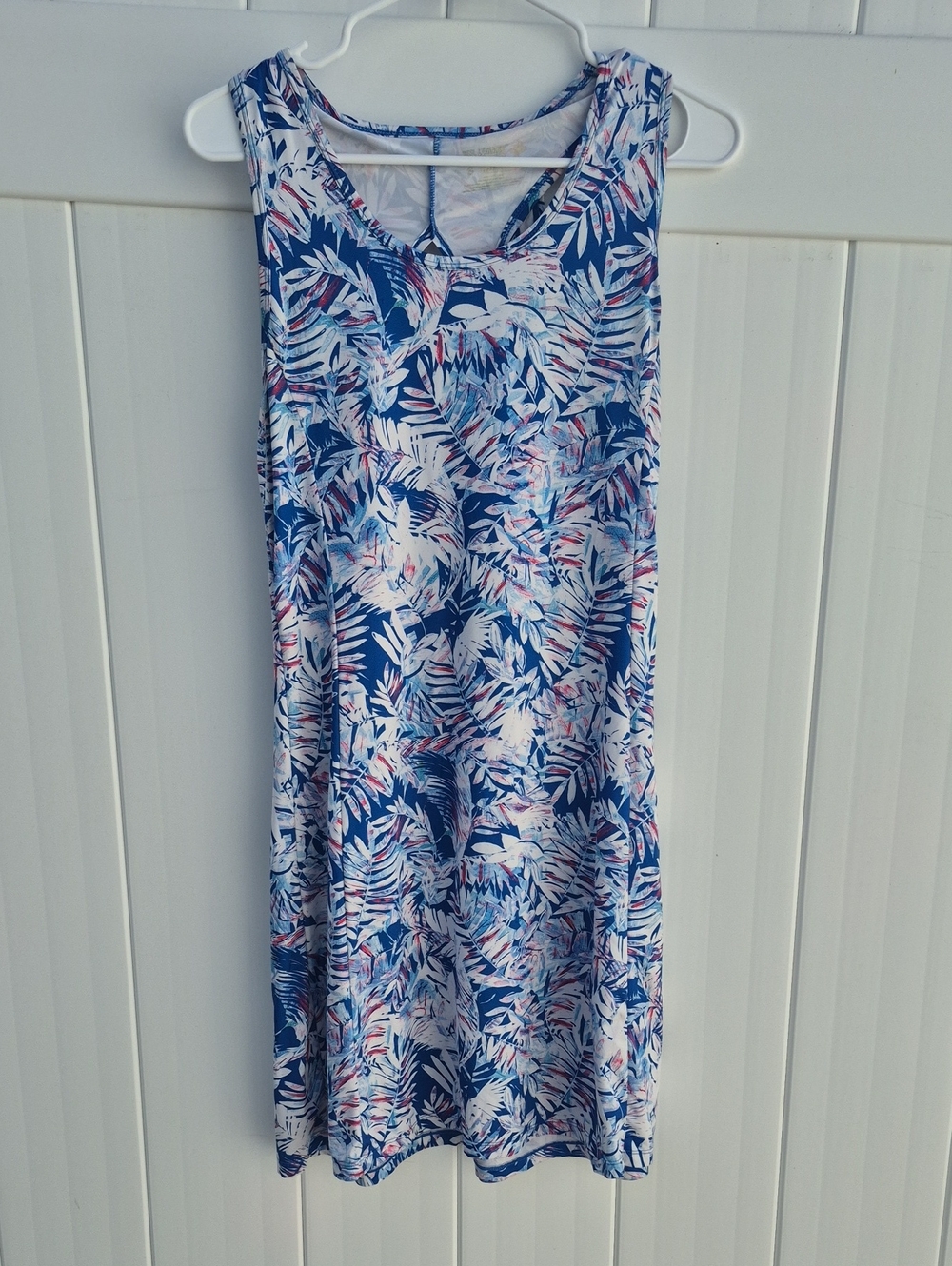 Reef Legends Canvas Blue Tropical Leaf Tank Dress